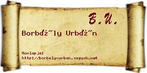 Borbély Urbán névjegykártya